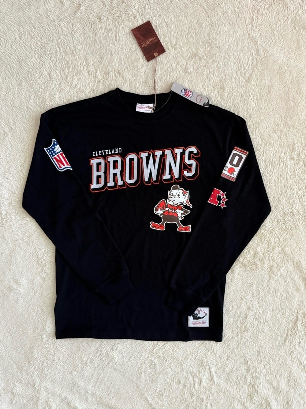 Men’s Cleveland Brown Shirt, Mitchell & Ness, Heavyweight, Size Small, NWT